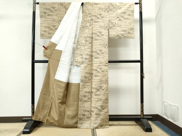 平和屋着物●上質な紬　霞草花文　正絹　逸品　CAAU1696yc