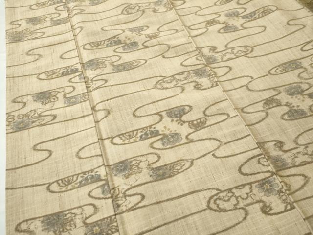 平和屋着物●上質な紬　霞草花文　正絹　逸品　CAAU1696yc