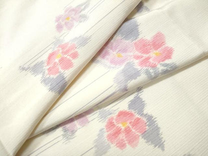 平和屋着物●上質な紬 舞花文 正絹 逸品 未使用 CAAU1706yc