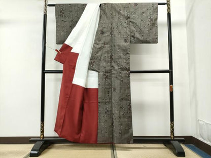 平和屋着物●本場大島紬 7マルキ 枝花文 正絹 逸品 CAAU1729yc