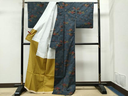 平和屋着物●本場大島紬 7マルキ 流水地紙吉祥草花文 正絹 逸品 CAAU1735yc