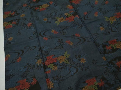 平和屋着物●本場大島紬 7マルキ 流水地紙吉祥草花文 正絹 逸品 CAAU1735yc