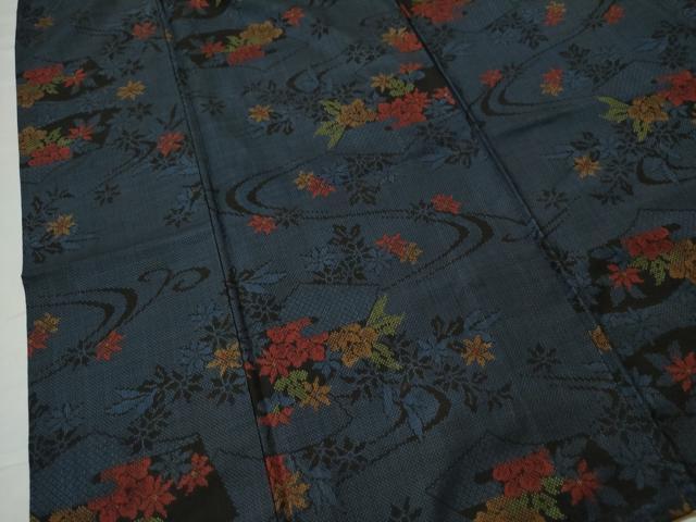 平和屋着物●本場大島紬 7マルキ 流水地紙吉祥草花文 正絹 逸品 CAAU1735yc