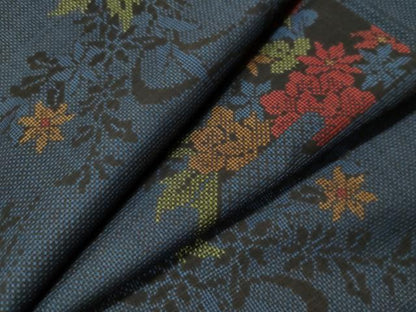 平和屋着物●本場大島紬 7マルキ 流水地紙吉祥草花文 正絹 逸品 CAAU1735yc