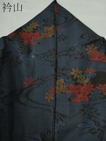 平和屋着物●本場大島紬 7マルキ 流水地紙吉祥草花文 正絹 逸品 CAAU1735yc