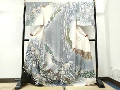 平和屋着物●越後十日町の一流染匠　桐屋・翠山工房　訪問着　手描き　絞り　辻が花　正絹　逸品　CAAU1769yc