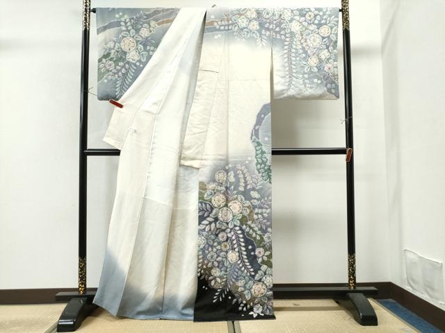 平和屋着物●越後十日町の一流染匠　桐屋・翠山工房　訪問着　手描き　絞り　辻が花　正絹　逸品　CAAU1769yc