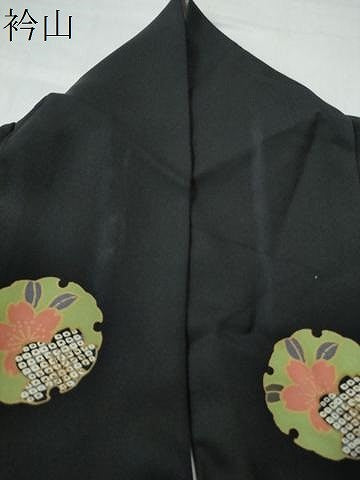 平和屋着物●訪問着 雪輪草花文 黒地 高島屋扱い 正絹 逸品 CAAU1787yc