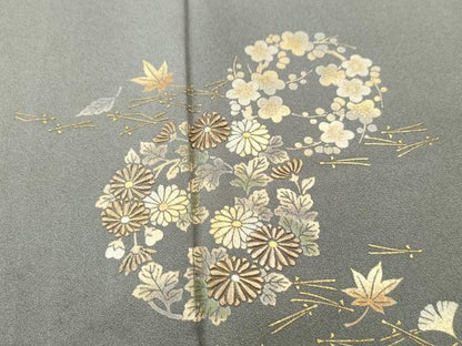 平和屋着物●金彩友禅　卓越技能者・名工・和田光正　訪問着　光正?蒔絵　吹き寄せ花丸文 暈し染め 金彩 さが美扱い 正絹 逸品 CAAU1790yc