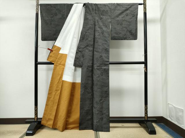 平和屋着物●本場大島紬 樹林風景文 正絹 逸品 CAAU1794yc