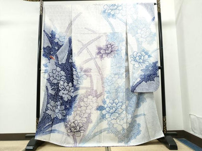 平和屋着物●名門 藤娘きぬたや・総絞り 振袖 草花文 暈し染め 正絹 逸品 CAAU1801yc