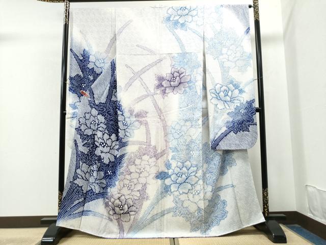 平和屋着物●名門 藤娘きぬたや・総絞り 振袖 草花文 暈し染め 正絹 逸品 CAAU1801yc