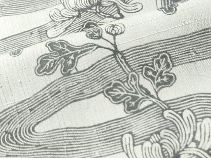 平和屋着物●上質な小紋　紬地　型染め　流水裏菊舞蝶文　正絹　逸品　CAAU1806yc