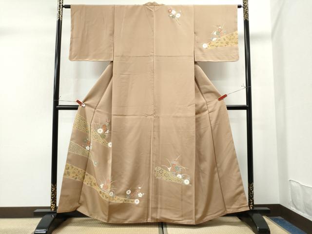 平和屋着物●訪問着 駒刺繍 吉祥宝尽くし菊花文 金彩 正絹 逸品 未使用 CAAU1815yc