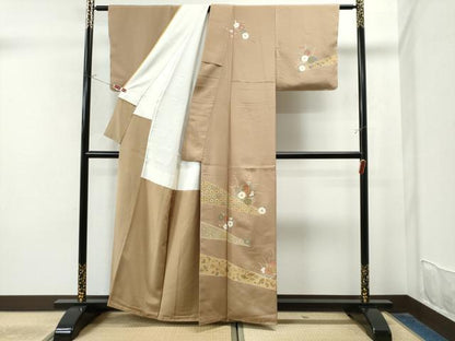 平和屋着物●訪問着 駒刺繍 吉祥宝尽くし菊花文 金彩 正絹 逸品 未使用 CAAU1815yc