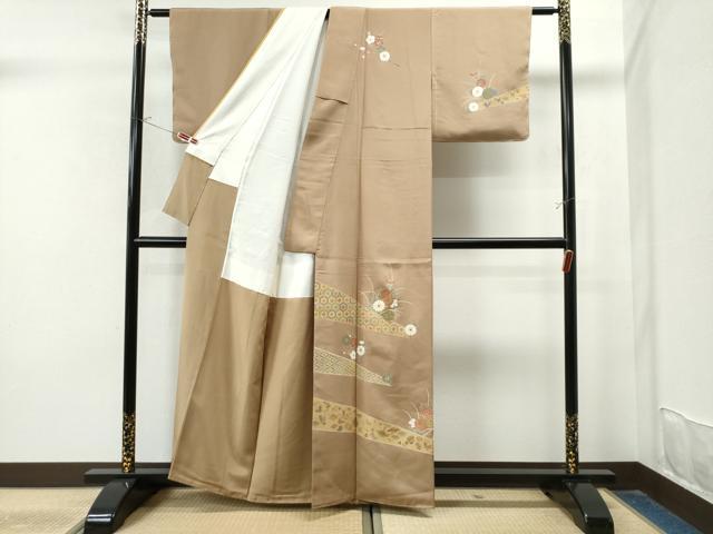 平和屋着物●訪問着 駒刺繍 吉祥宝尽くし菊花文 金彩 正絹 逸品 未使用 CAAU1815yc