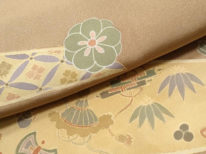 平和屋着物●訪問着 駒刺繍 吉祥宝尽くし菊花文 金彩 正絹 逸品 未使用 CAAU1815yc