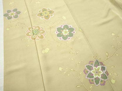 平和屋着物●訪問着 作家物 駒刺繍 枝花文 金彩 正絹 逸品 CAAU1824yc