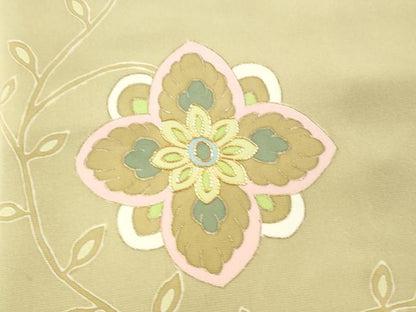 平和屋着物●訪問着 作家物 駒刺繍 枝花文 金彩 正絹 逸品 CAAU1824yc