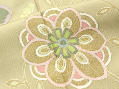 平和屋着物●訪問着 作家物 駒刺繍 枝花文 金彩 正絹 逸品 CAAU1824yc