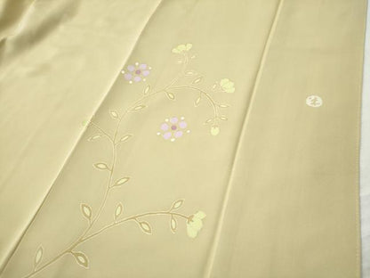 平和屋着物●訪問着 作家物 駒刺繍 枝花文 金彩 正絹 逸品 CAAU1824yc