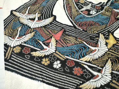 平和屋着物●豪華振袖　総絞り　飛鶴吉祥花文　金銀彩　正絹　逸品　CAAU1829yc