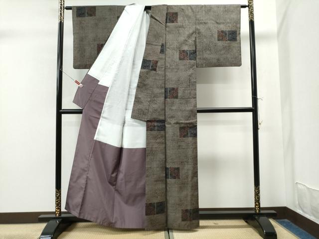 平和屋着物●本場大島紬 9マルキ 色紙草花文 正絹 逸品 CAAU1831yc