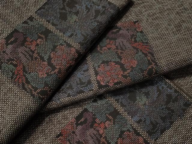 平和屋着物●本場大島紬 9マルキ 色紙草花文 正絹 逸品 CAAU1831yc