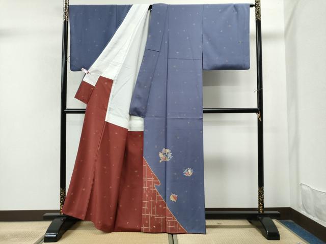 平和屋着物●友禅作家の巨匠 浅井青仁 色留訪問着 糸巻き草花文 金彩 正絹 逸品 CAAU1832yc