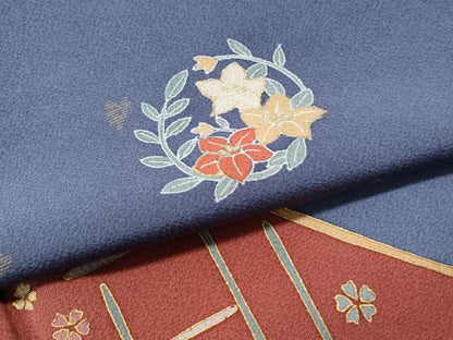 平和屋着物●友禅作家の巨匠 浅井青仁 色留訪問着 糸巻き草花文 金彩 正絹 逸品 CAAU1832yc