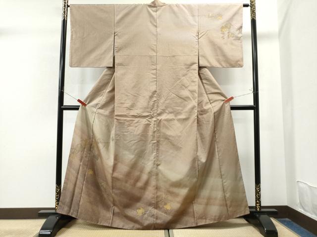 平和屋着物●訪問着 本場染大島紬 葡萄蔦の葉文 金彩 正絹 逸品 CAAU1837yc