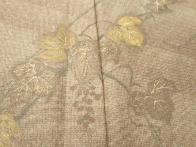 平和屋着物●訪問着 本場染大島紬 葡萄蔦の葉文 金彩 正絹 逸品 CAAU1837yc