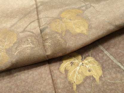 平和屋着物●訪問着 本場染大島紬 葡萄蔦の葉文 金彩 正絹 逸品 CAAU1837yc