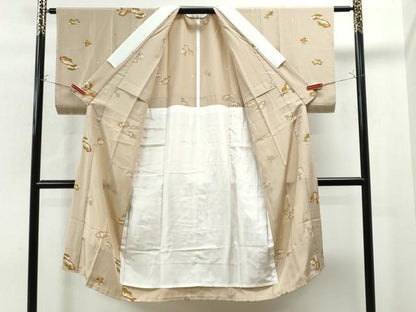 平和屋着物●長襦袢 無双 地紙群鶴花文 金彩 正絹 逸品 未使用 CAAU1846yc