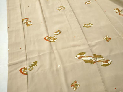 平和屋着物●長襦袢 無双 地紙群鶴花文 金彩 正絹 逸品 未使用 CAAU1846yc