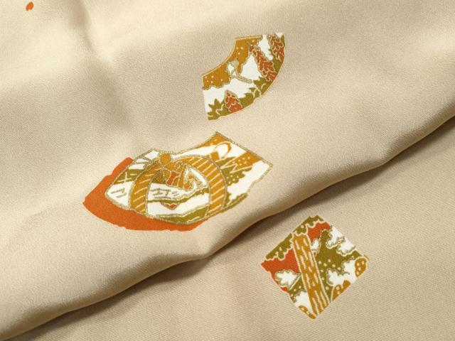平和屋着物●長襦袢 無双 地紙群鶴花文 金彩 正絹 逸品 未使用 CAAU1846yc