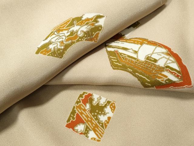 平和屋着物●長襦袢 無双 地紙群鶴花文 金彩 正絹 逸品 未使用 CAAU1846yc