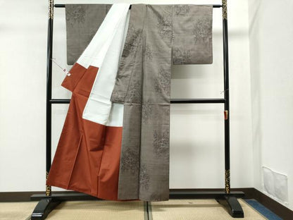 平和屋着物●本場大島紬 9マルキ 枝花文 正絹 逸品 CAAU1866yc