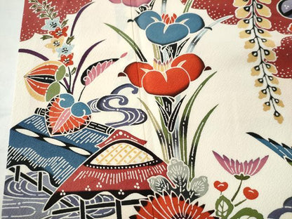 平和屋着物●豪華振袖 紅型 籬御所解花鳥文 金彩 正絹 逸品 CAAU1871yc
