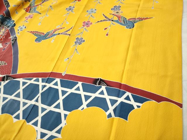 平和屋着物●豪華振袖 紅型 籬御所解花鳥文 金彩 正絹 逸品 CAAU1871yc