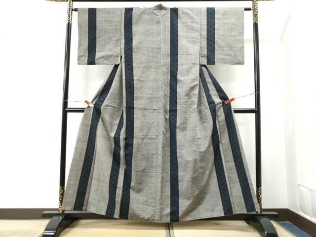平和屋着物●結城紬 80亀甲 飛び亀甲 吉祥間道 正絹 逸品 CAAU1909yc