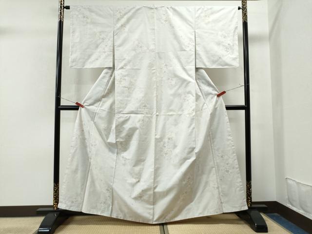 平和屋着物●本場大島紬　白大島　9マルキ　草花文　正絹　逸品　未使用　CAAU1911yc