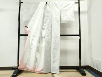 平和屋着物●本場大島紬　白大島　9マルキ　草花文　正絹　逸品　未使用　CAAU1911yc