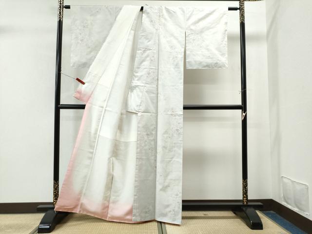 平和屋着物●本場大島紬　白大島　9マルキ　草花文　正絹　逸品　未使用　CAAU1911yc