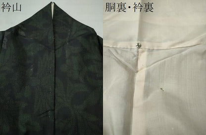 平和屋着物●上質な紬 草花文 黒地 正絹 逸品 CAAU1915yc