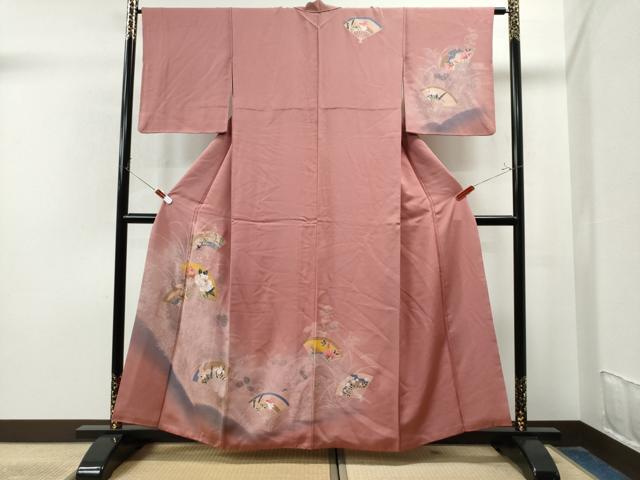 平和屋着物●訪問着 扇面草花文 正絹 逸品 CAAU1920yc