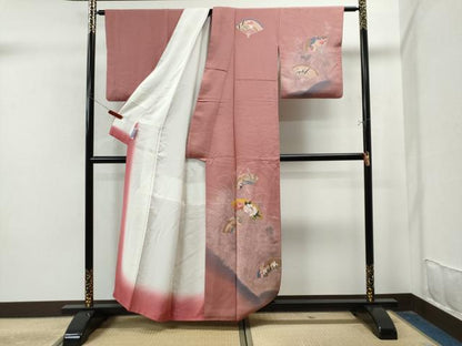 平和屋着物●訪問着 扇面草花文 正絹 逸品 CAAU1920yc