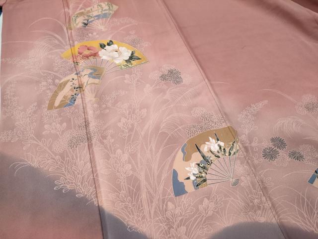 平和屋着物●訪問着 扇面草花文 正絹 逸品 CAAU1920yc