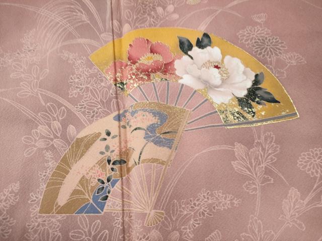 平和屋着物●訪問着 扇面草花文 正絹 逸品 CAAU1920yc