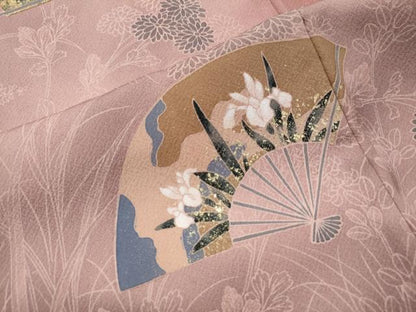 平和屋着物●訪問着 扇面草花文 正絹 逸品 CAAU1920yc